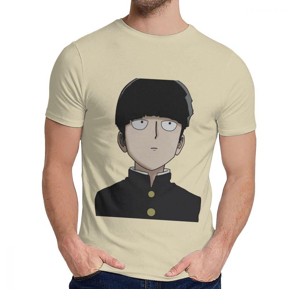 Herren T-Shirt Shigeo Kageyama Mob Psycho 100 Reine Baumwolle Oberteil Design Rundhals Harajuku Streetwear
