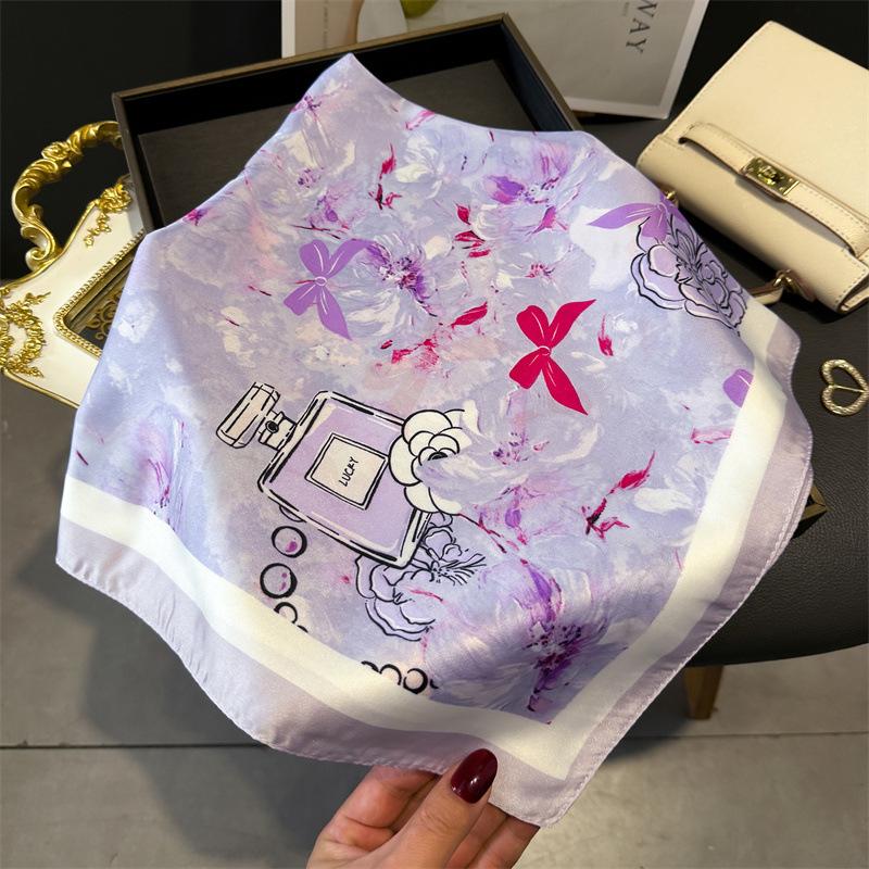 Luxury Design 70cm Satin Square Print Scarf Women Scarves Bandana Hijab Neckerchief Shawl Kerchief Hair Band Foulard Lady