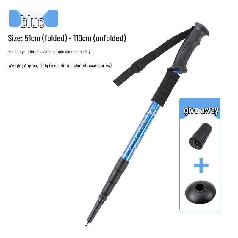 Ultra-Light Shock-Absorbing Aluminum Trekking Poles - Four-Section Telescopic Hiking Gear