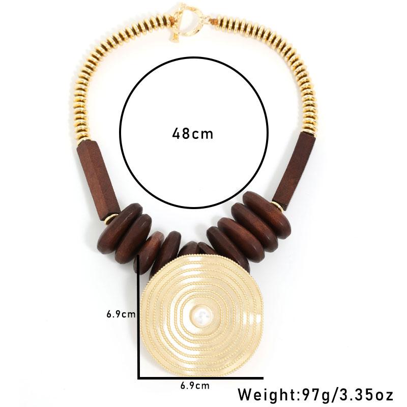 Statement Beads Necklace with Geometry Pendant for Women Girl Trendy Party Jewelry