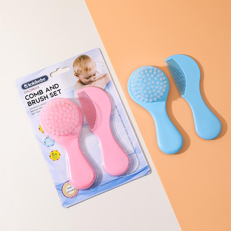 Baby Nylon Comb & Brush Set - Soft Bristle for Bathing & Head Care