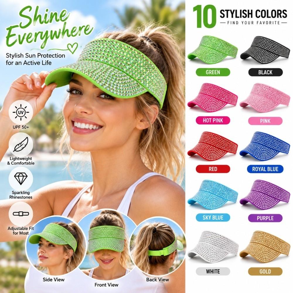 Rhinestone Decor Rhinestone Sun Visor Hat Shiny Top Hat Visor Bling Baseball Cap City Walking