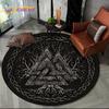 Wikinger Valknut Yggdrasil Baum des Lebens runder Teppich, Teppich für Wohnzimmer, Schlafzimmer, Sofa, Spielzimmer, Dekoration, rutschfeste Bodenmatte