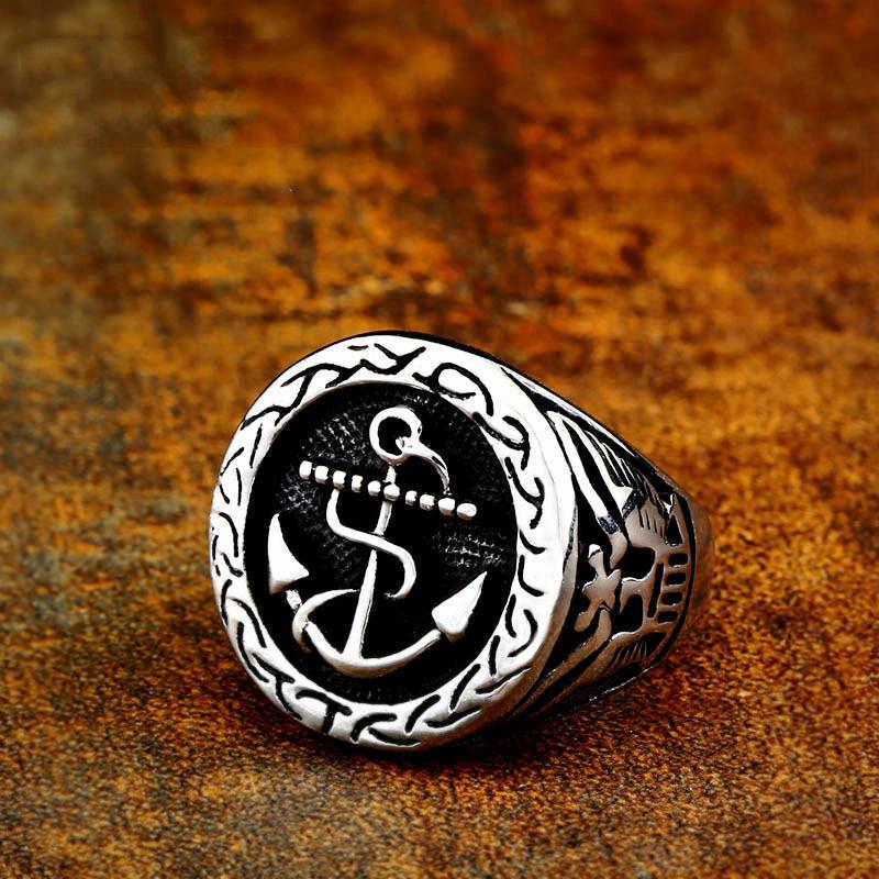 Vintage Anchor Lighthouse Ocean Sailor Ship Viking Rings Men Women Stainless Steel Ring Punk Rock Fashion Jewelry Dropshipping
