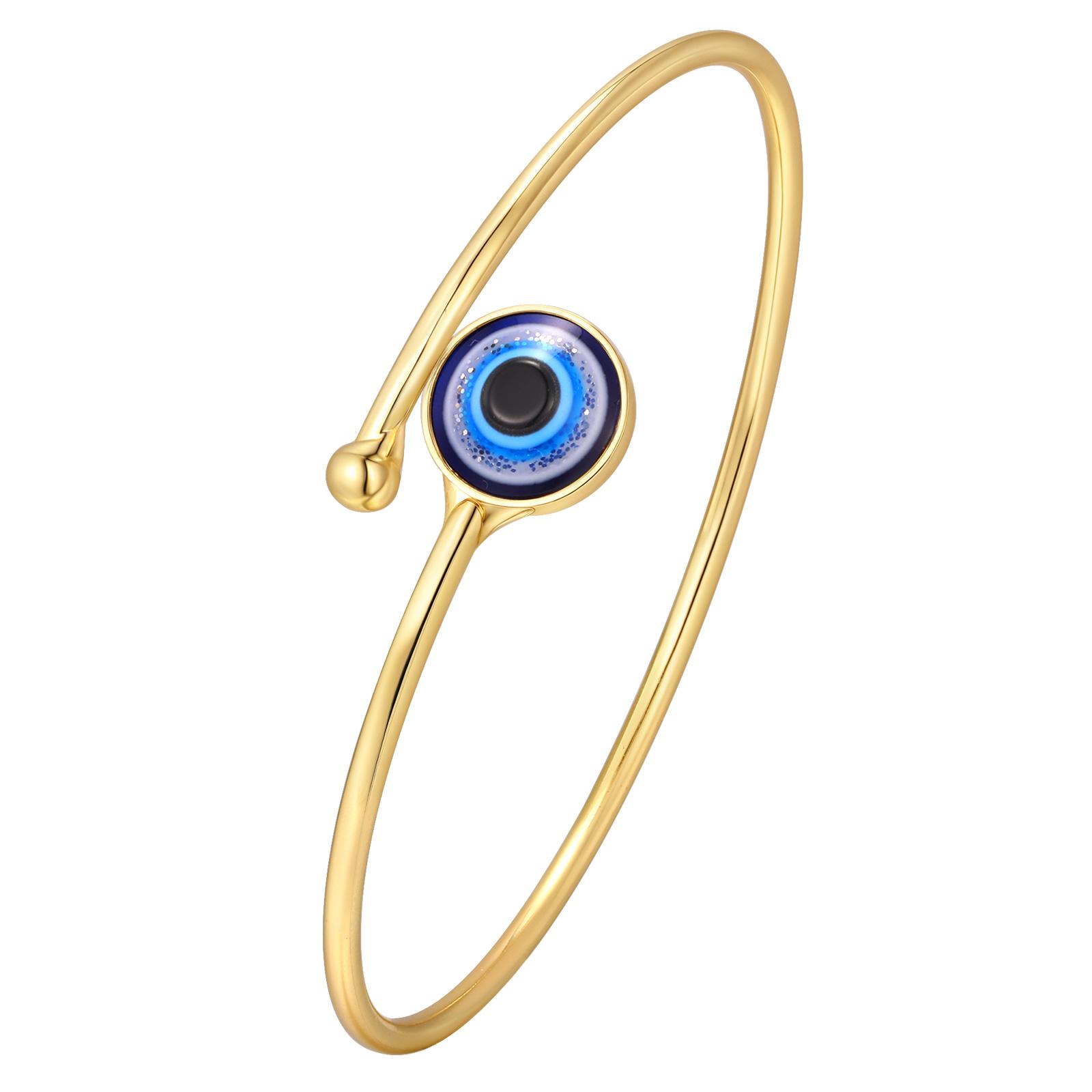 

Vnox Gold Plated Thin Lines Cuff Bracelet, Türkiye Lucky Blue Eye, Adjustable Wrist Bangle Jewelry Gifts