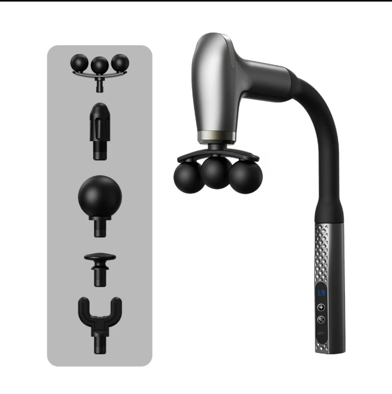 

L-Shaped Curved Hook Massage Gun: Silent LCD Multi-speed Muscle Relaxer Gray KK-30