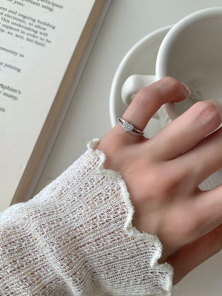 PANJBJ 925 Sterling Silver Love Heart pinky Ring for Women Couple Minimalist Office Trend Jewelry Birthday Gift Prevent Allergy