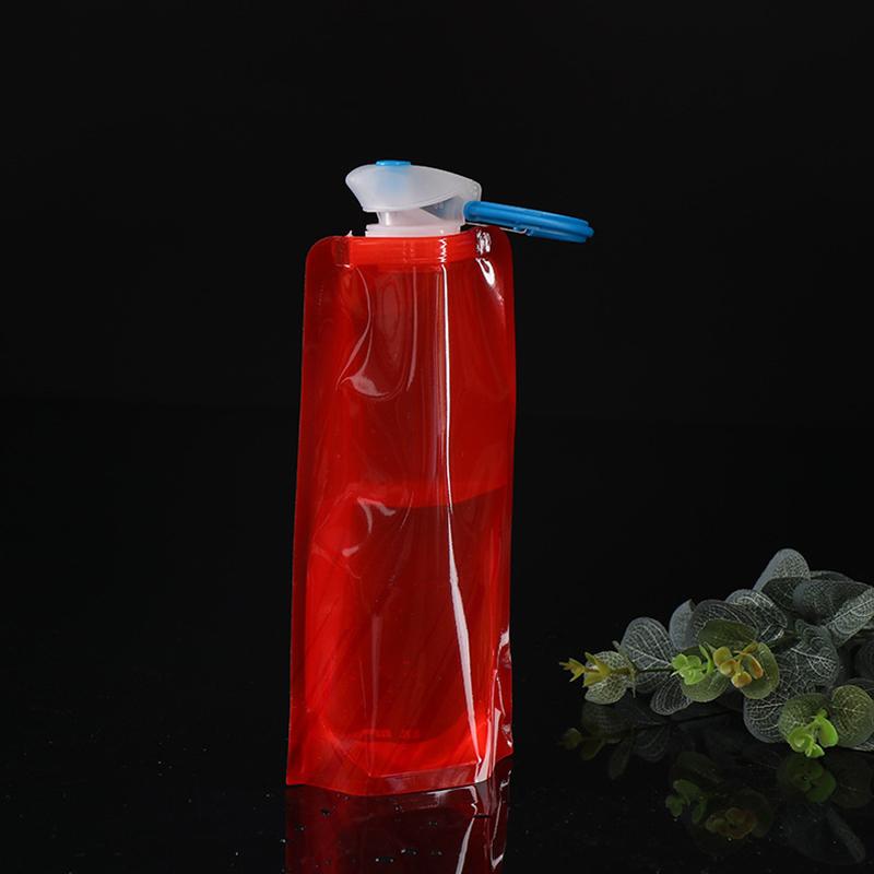 Faltbare Wasserflaschen Flexible Wiederverwendbare Reisetasche Weiche Flasche Wasserbeutel mit Karabinerclip