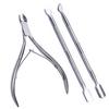 3PCS/Set Stainless Steel Cuticle Nippers Trimmer Cuticle Pusher Remover Pedicure Manicure Tools