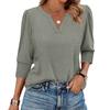 Women's Fashion Casual 3/4 Sleeve Solid Color Shirt Women's V-Neck Tops