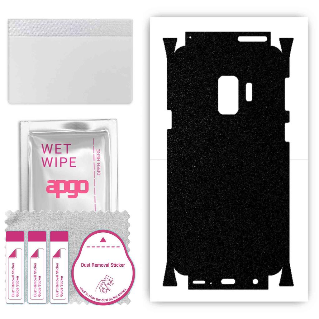 apgo Protective Skin Sticker for the Back+sides Compatible with Samsung Galaxy S9, Full Wrap Film, Foil, Vinyl - Pattern Matte Black