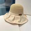 Korean-Style Women's Wide Brim Sun Hat with Bow and Face Mask - Versatile Outdoor UV Protection Hat for Adults