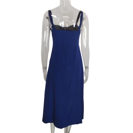 Ladies Dress Low-cut Backless Sleeve Flower Print High Tight Waist High Split Summer Midi Dress Party Prom Beach Dress