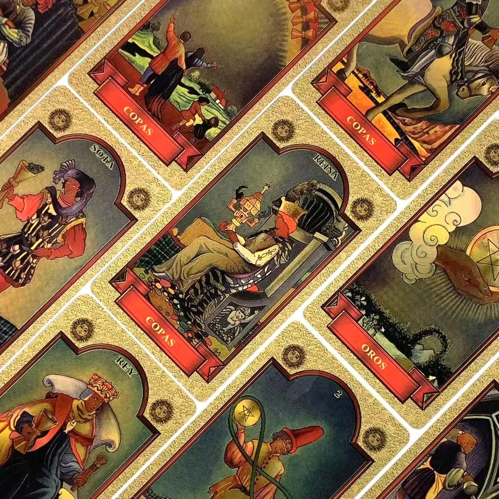 10.3*6cm Zlatý Waite Tarot Španělský Jazyk Español 78 Ks Tarotové Karty Kapesní Vydání