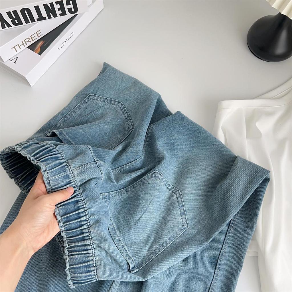 Women's High Waist Lyocell Tencel Wide-Leg Floor-Length Denim Pants - Summer Style