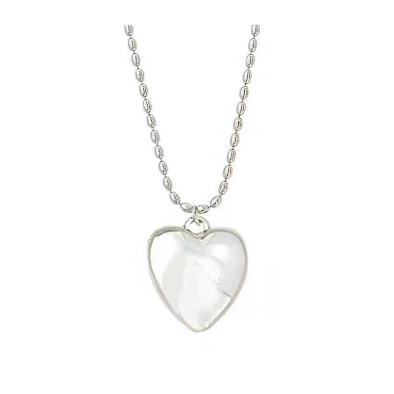 

Silver love pendant necklace women s light luxury high-end sense niche long ins style sweater chain new Korean accessories