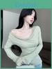 Oversize V Neck T Shirt For Women With Chain Detail In Green For Fall