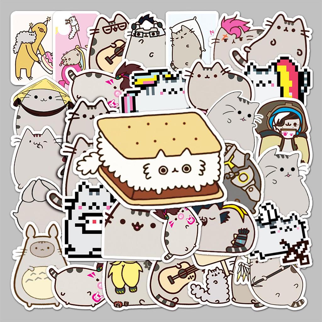 50 Cartoon Fatso the Cat Waterproof Stickers for Suitcases, Trolleys, Cars, and Refrigerators