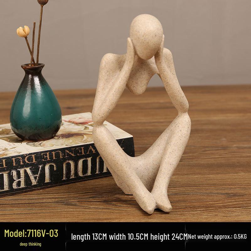 Mini Abstract Thinker Resin Ornament for Nordic Office or Bookshelf Decor