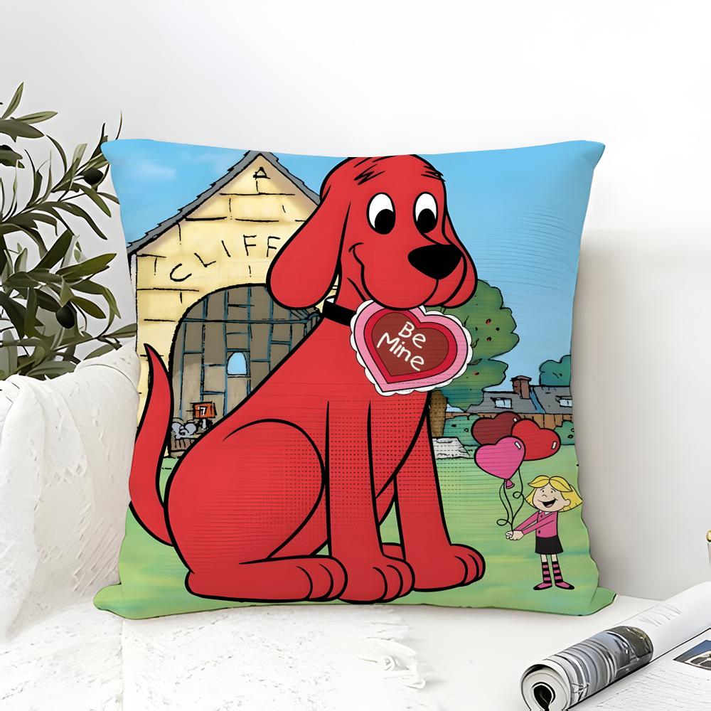 Kissenbezug Baumwolle Leinen Stoff Quadratisch Reißverschluss Kissenbezug Heim Dekoration Wohnzimmer Comic Cartoon C-Clifford Der Große Rote Hund 2