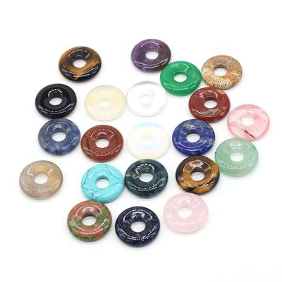 5Pcs Round Natural Stone Big Hole Beads Healing Crystal Gemstone Loose Beads for Jewelry Making DIY Necklaces Accessories 18x18mm