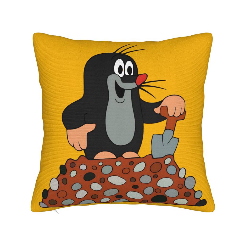 Maulwurf Krtek Kleiner Maulwurf Cartoon Kissenbezug Weiche Polyester Kissenhülle Dekorative Kissenhülle Sitzbezug mit Reißverschluss 45*45cm