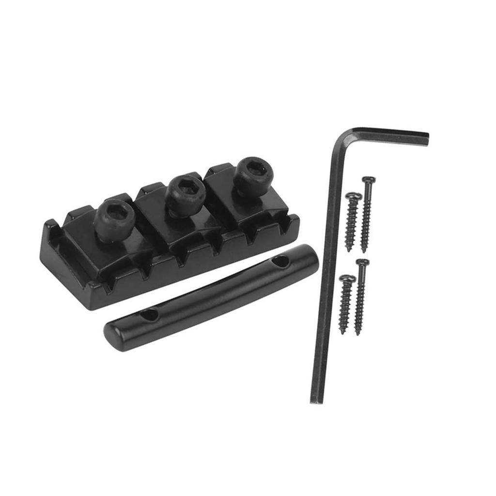 Electric Guitar String Lock Nut with Headstock String Retainer Bar Screw Hex Wrench ReplacementBlack(GE99)