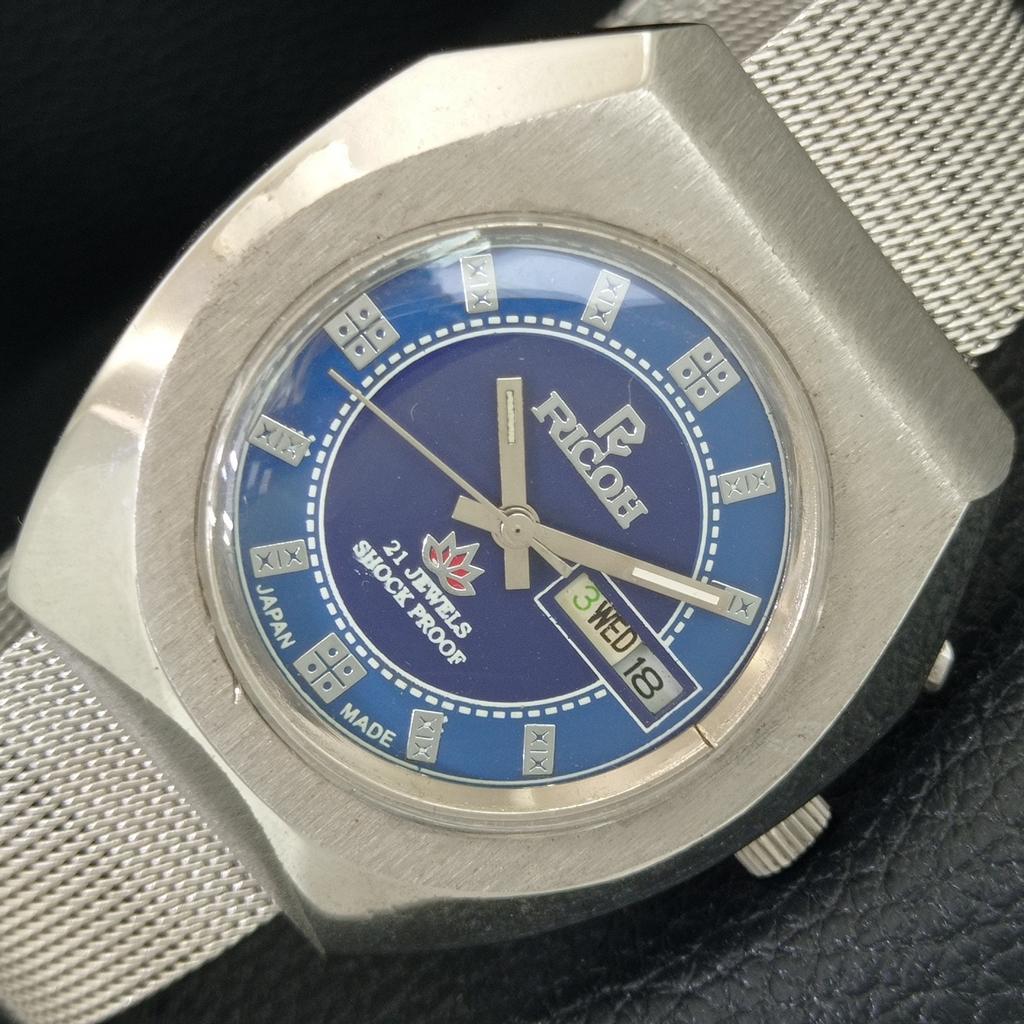 

VINTAGE RICOH R31 AUTOMATIC JAPAN MENS BLUE COLOR DIAL WATCH a707912-1
