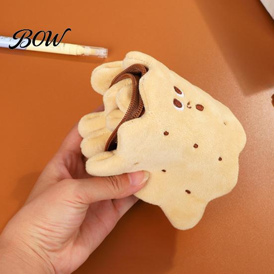 Unique Biscuit Design Pencil Pouch Cookie Shape Plush Stationery Bag, Soft Stuffed Back to School Gift for Kids Case, Large Capacity Cosmetic
