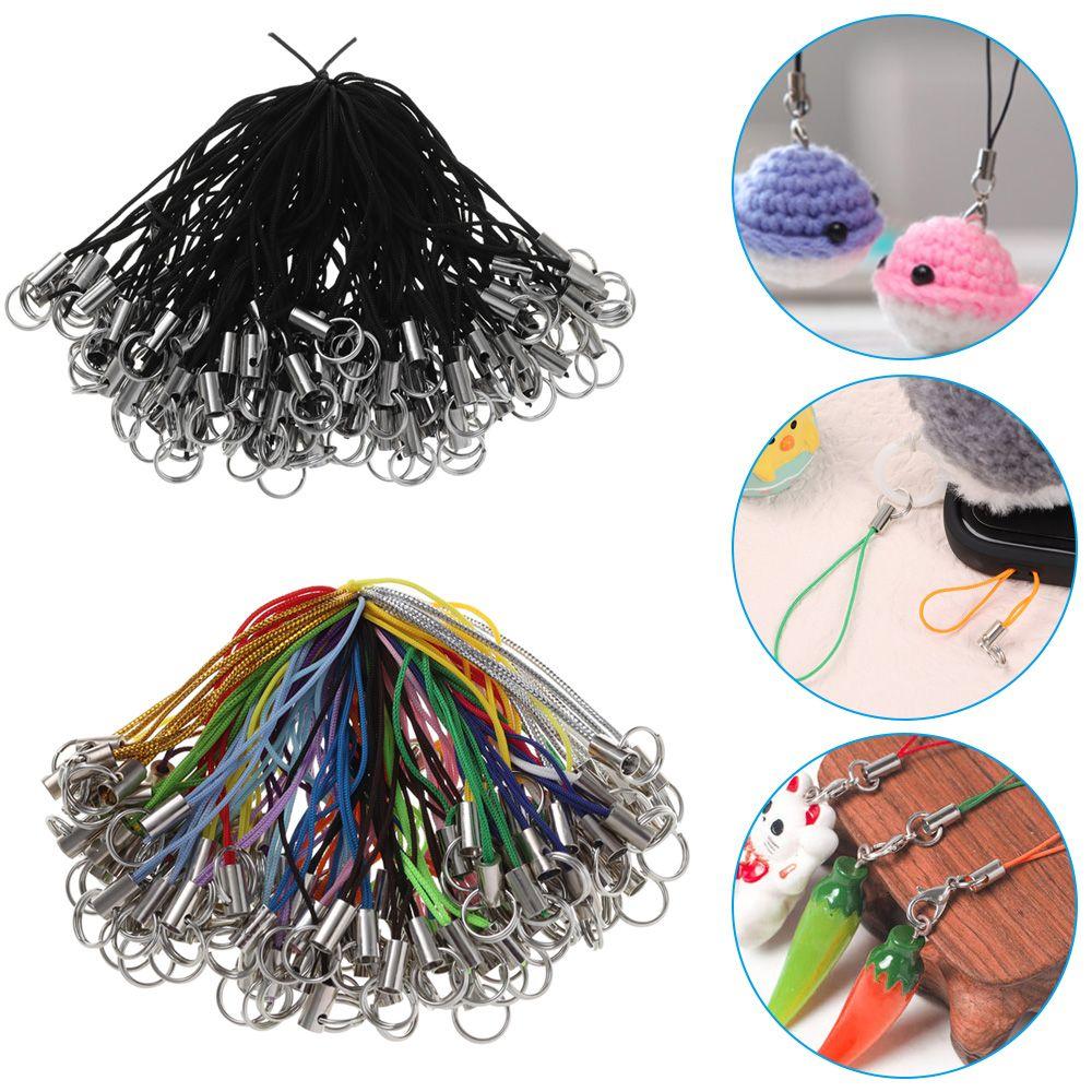 100Pcs Mobile Phone With Craft Pendant Wire Cord Key Ring DIY Toys Pendant Clips Jewelry Lanyard