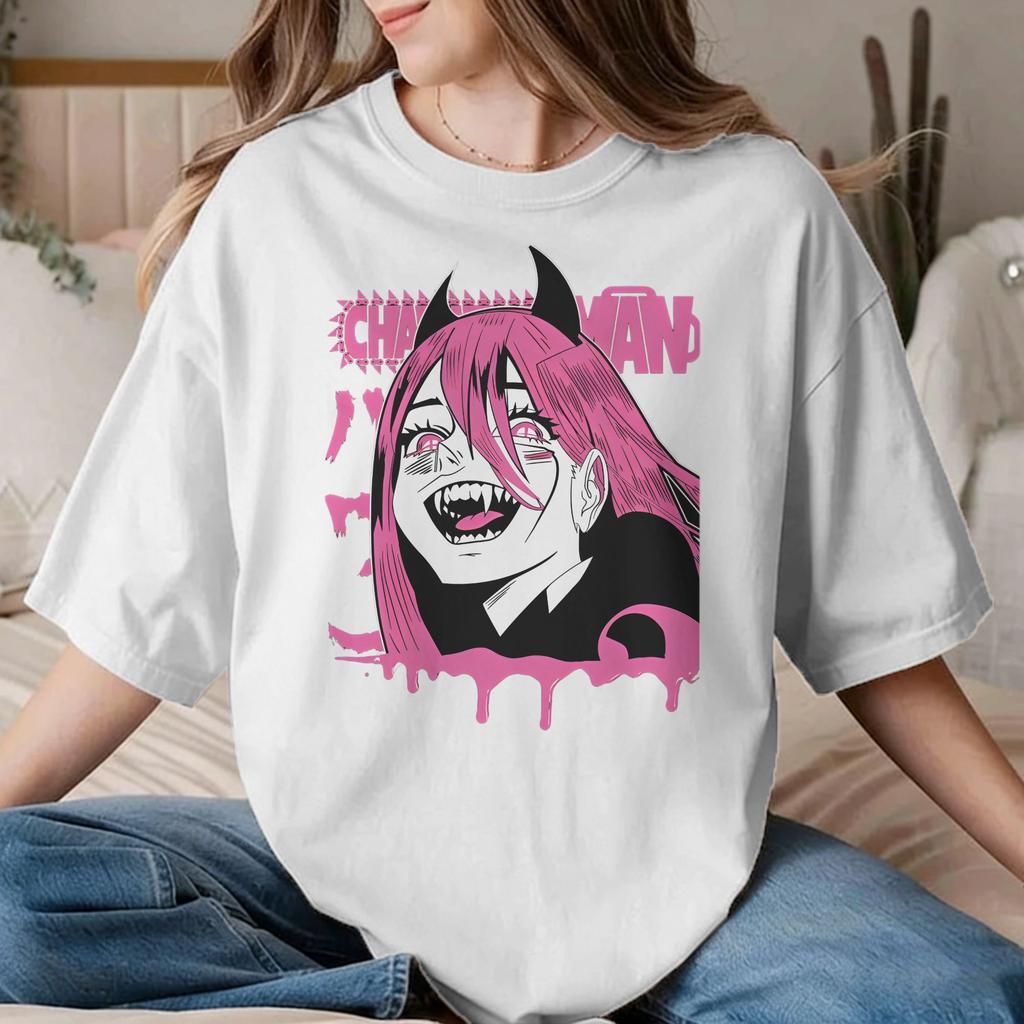Fun Power ChainsawUnisexs TShirt Unisex Unisexs Crewneck Pure Cotton T Shirts Anime Unisexga Short Sleeve Tees New Arrival Clothes