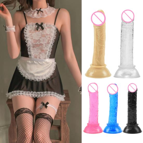 Fake Sucker Phallus Multicolor Faux Crystal Clear Mini Manual Simulated Adult Products Bottom Suction Cup Female G-spot Masturbator Dildo for Lesbian