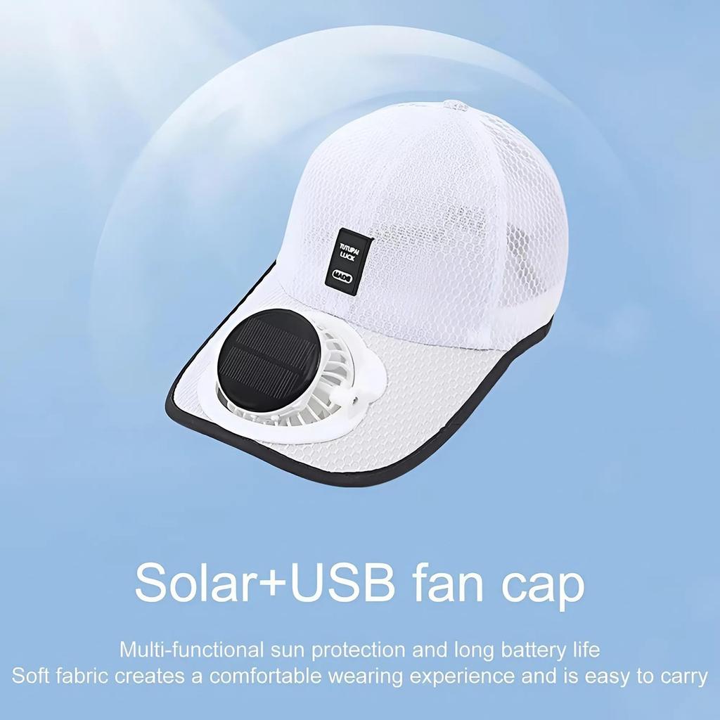 Solar Rechargeable Fan Baseball Cap, Spring And Summer Sun Visor Cap, Cap