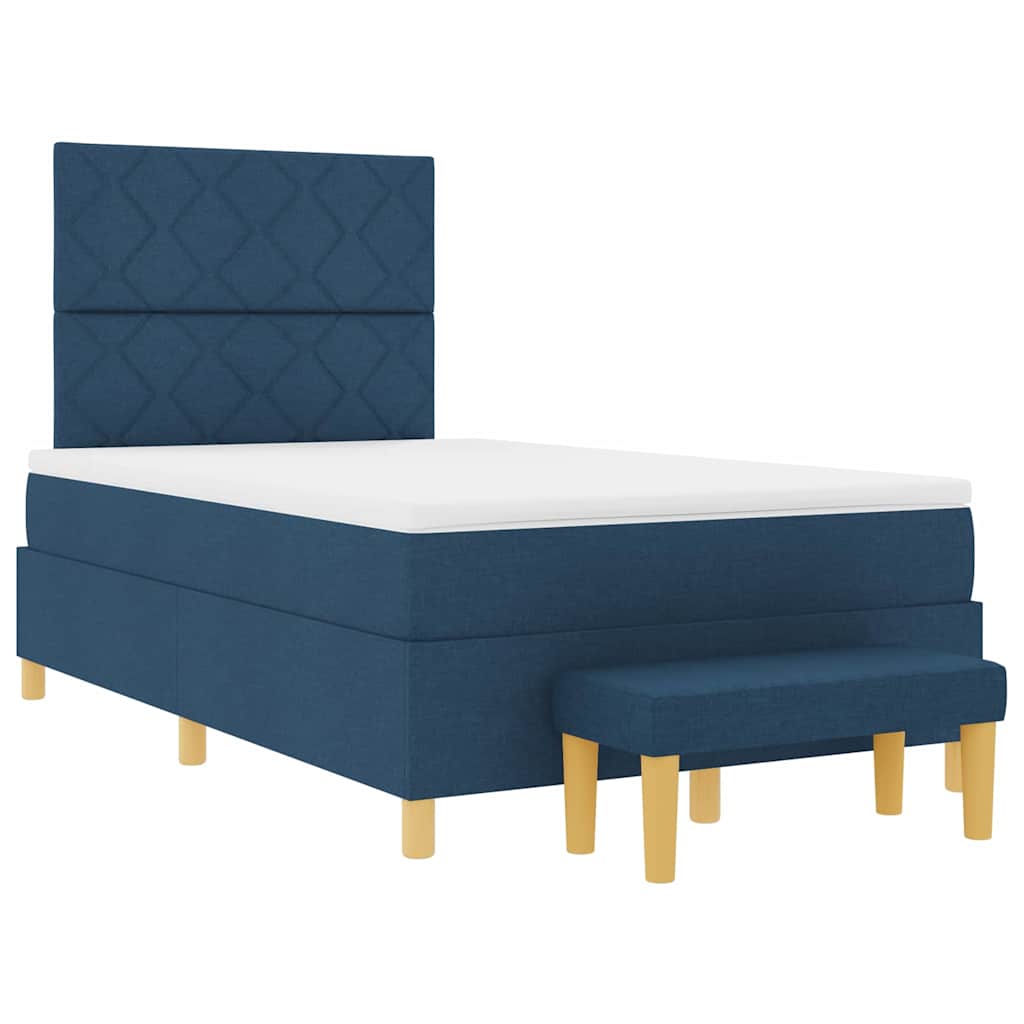 Box Spring Bed with Cushions and Headboard Blue 200 x 120 cm Fabric