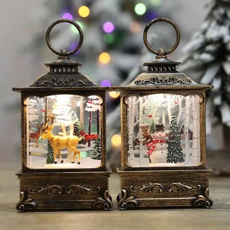 2024 Lighted Christmas Snow Globe Lantern Battery Operated LED Night Light with Hook Christmas Tree Ornaments Gift Ideas 1pc