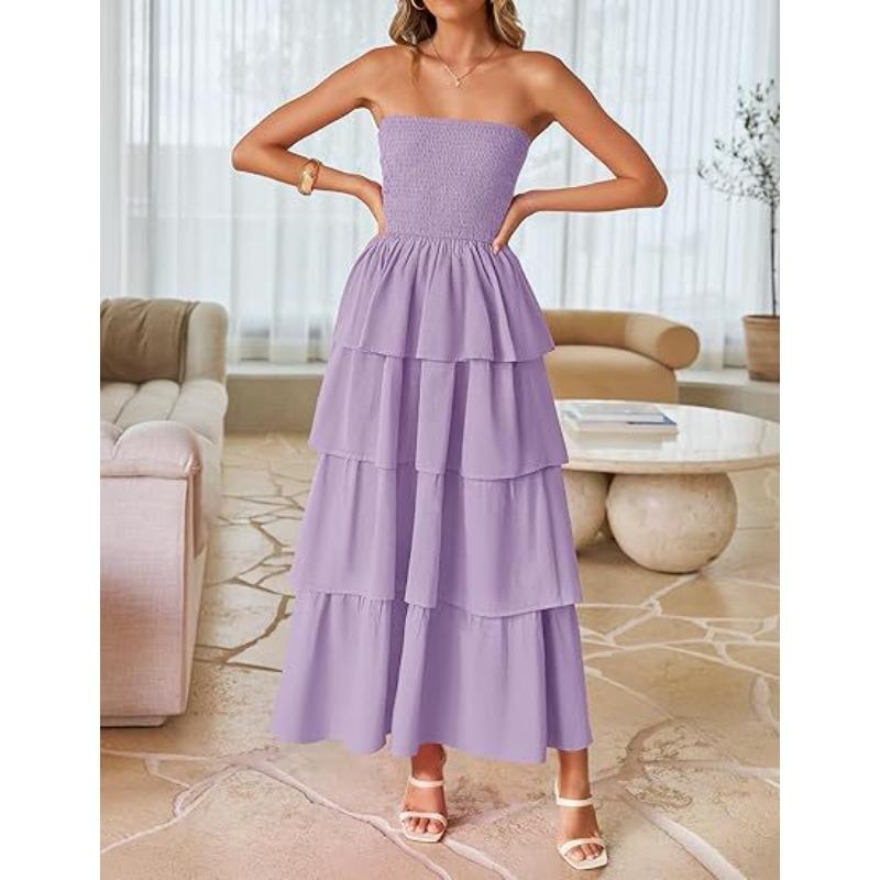 Women's Explosive Sleeveless Off-the-shoulder Pleated Layered Tube Top Long Vest Skirt