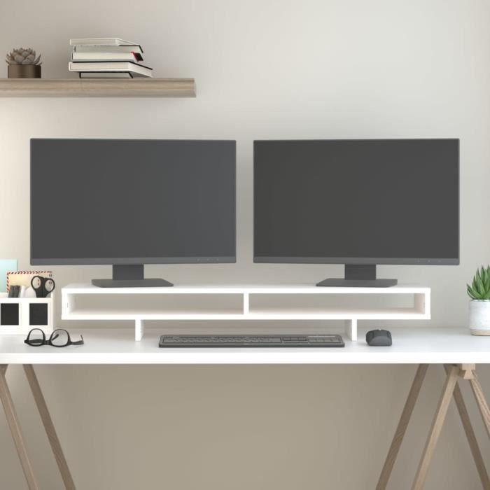 VidaXL Support de moniteur Blanc 100x27x14 cm Bois de pin solide 814005