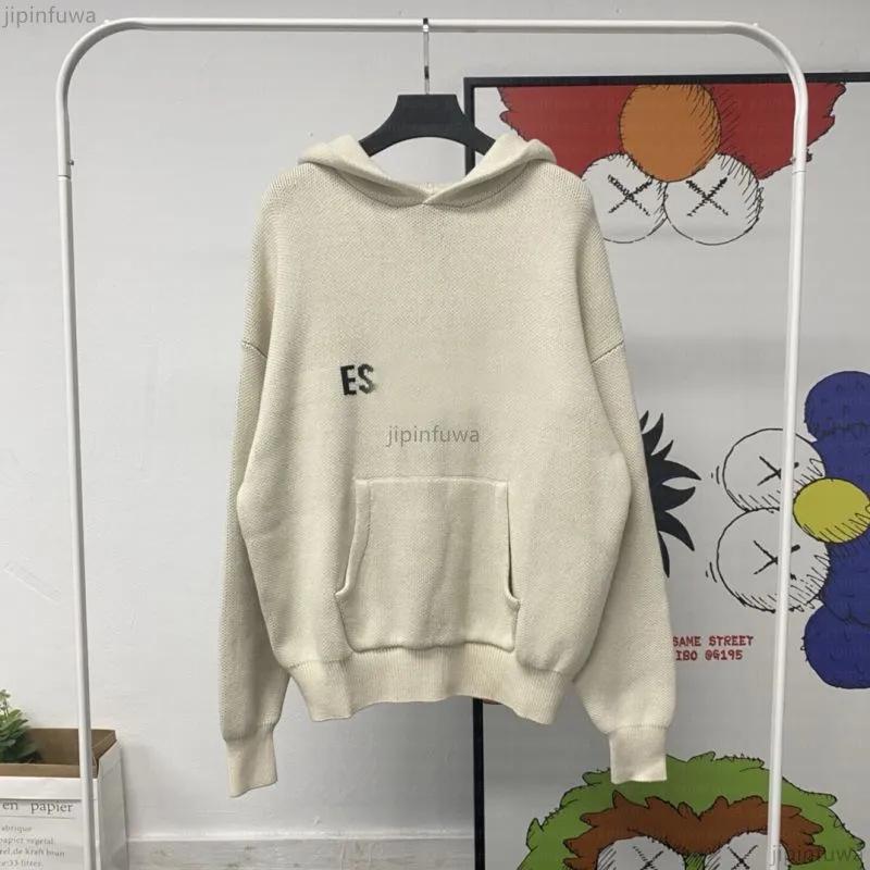 Available Two-Tone Hooded Sweater - European & American Trendy Brand, Loose Fit, Long Sleeve Knitwear for Men. Large