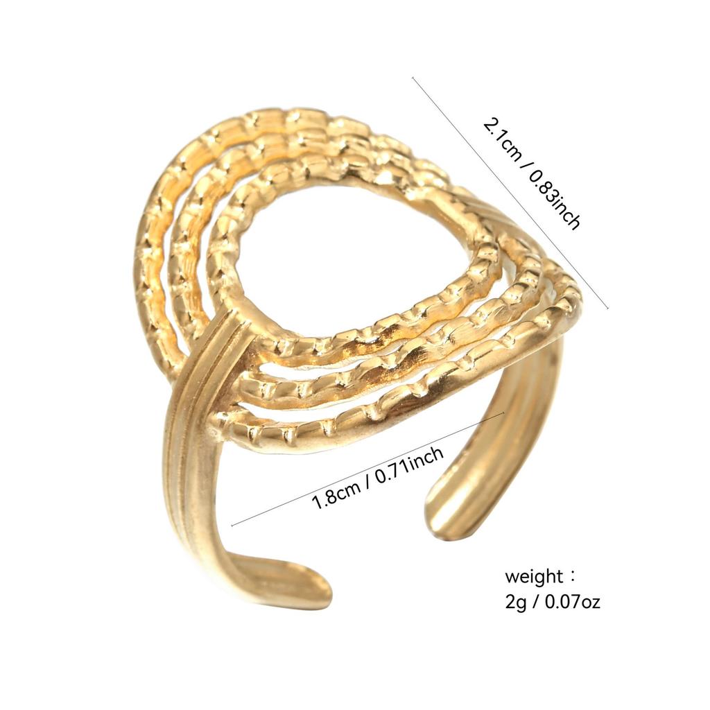 European & American Stainless Steel Hollow Round Ring - Fashionable, Simple, Versatile