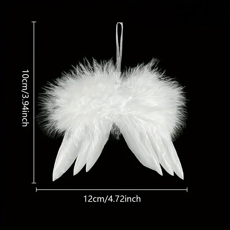 10pcs White Angel Wings Ornaments - Elegant Feather-like Design,  Easy Hanging Loop for Christmas Tree,Christmas Tree Ornament
