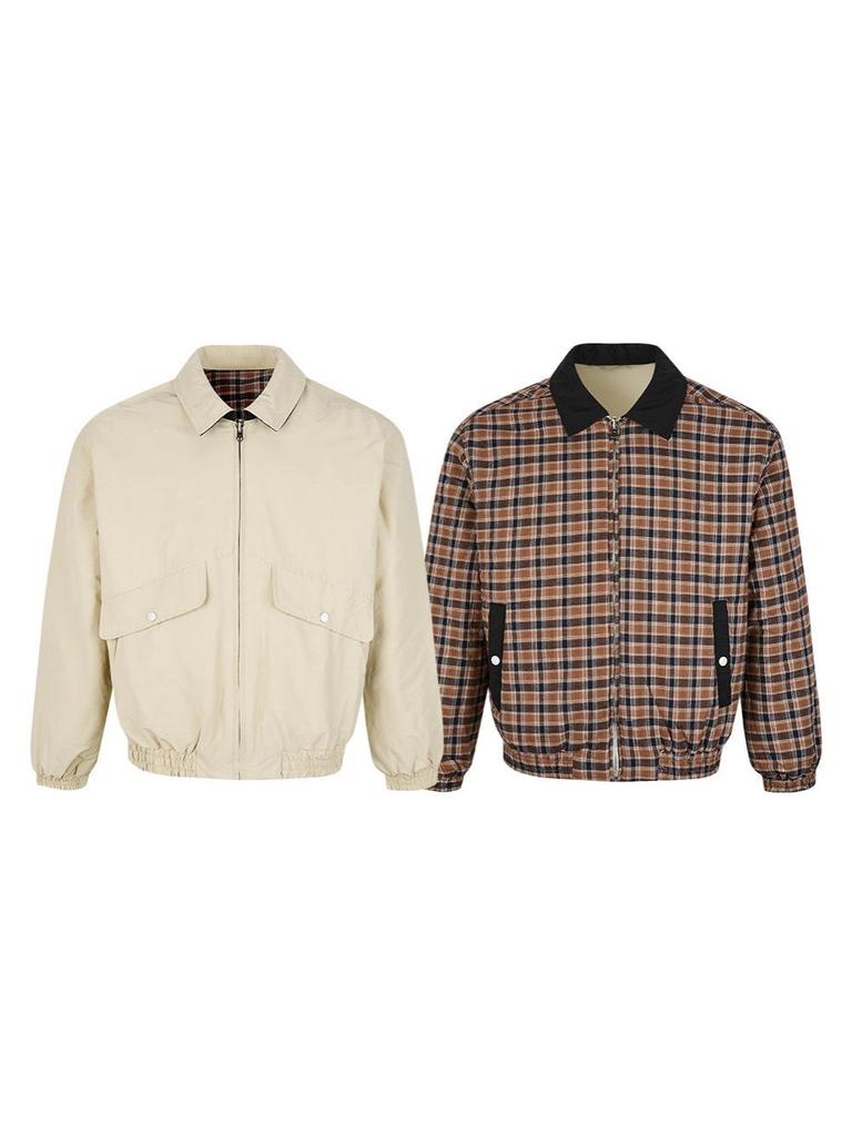 EME Yisheng Yi Retro Plaid Double-Sided Lapel Jacket for Men: Old Money Style, Autumn/Winter Outerwear