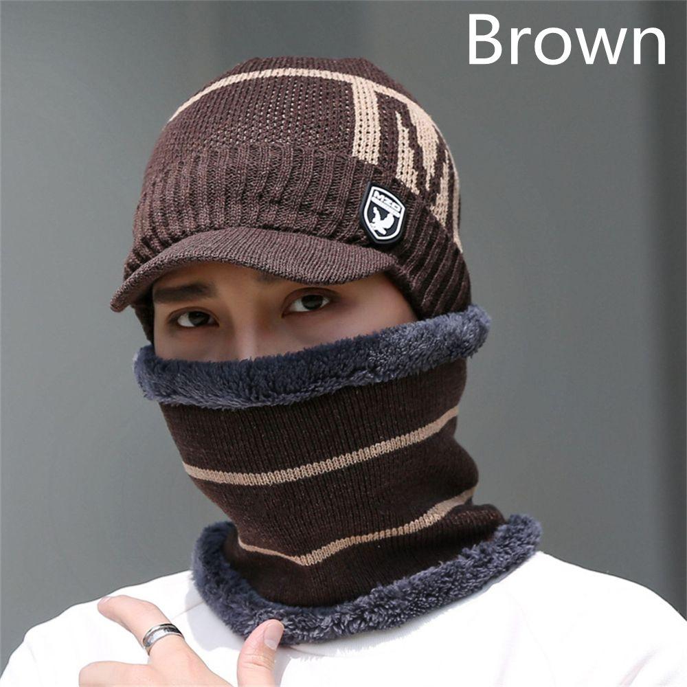 Outdoor Herren Damen Beanies Strickmütze Beanie Mütze Verdickte Wolle Winddichte Mütze Schal Winter Warm