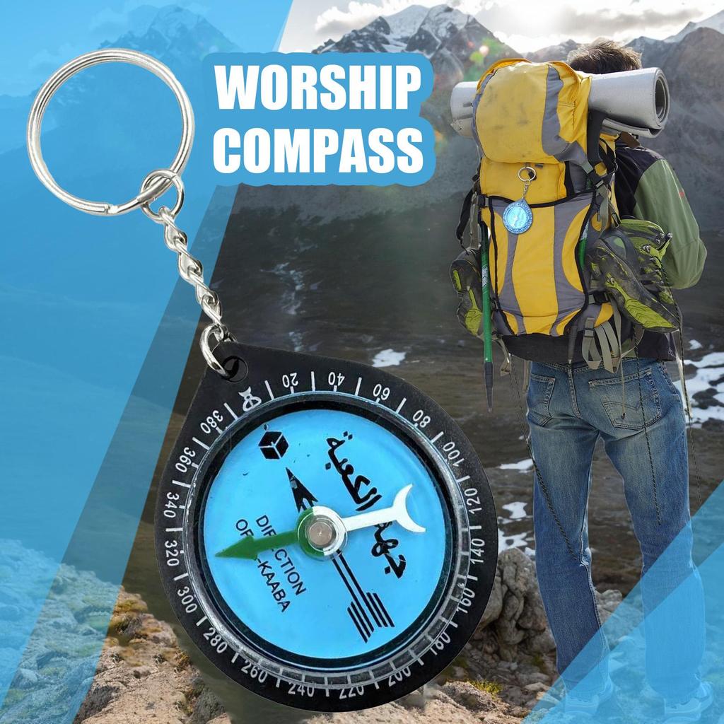 Outdoor Prayer Compass Allah Compasses For Backpacking Allah Direction Prayer Pendant Keychain For Camping Hiking Mountaineering
