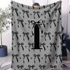 Trendy UltraCozy MultiUse Monogram Letter  Bow Blanket Soft Fluffy Decorative Couch Bed AllSeason Throw
