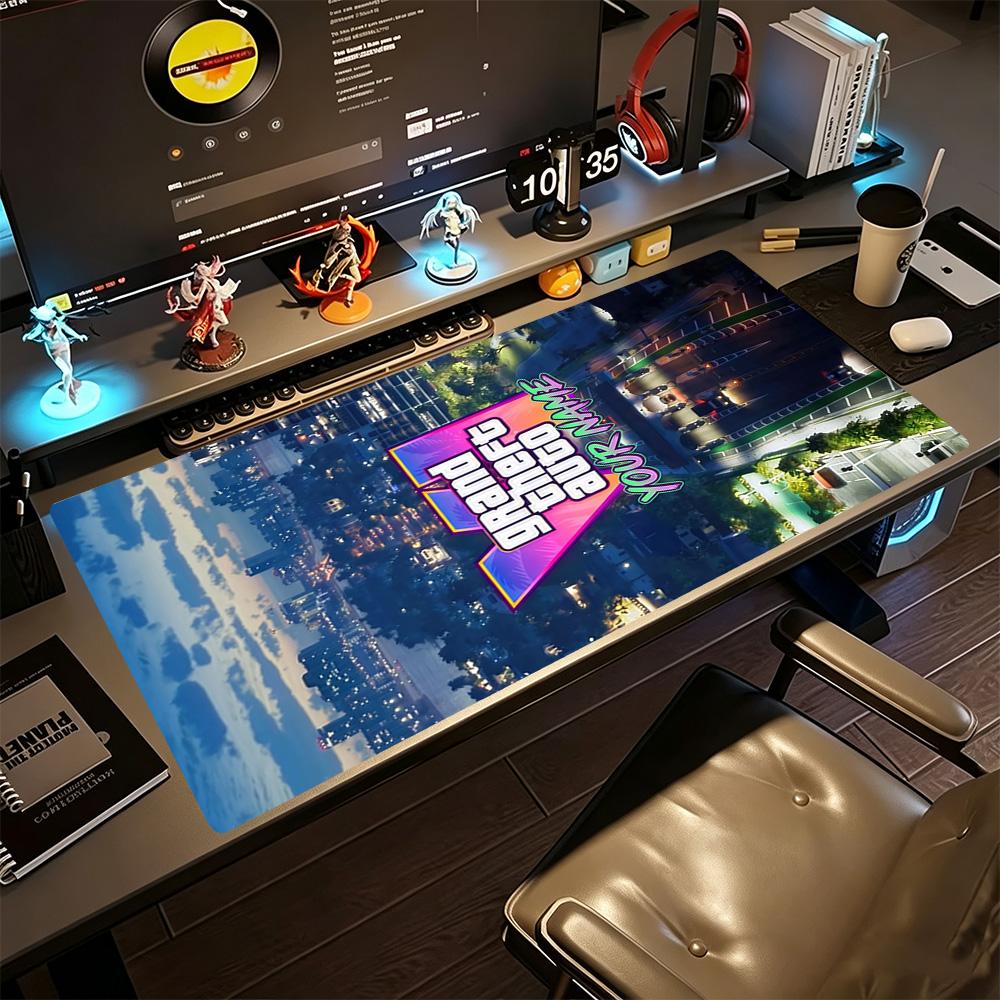 Gta Customize Your Name Mouse Pad Desk Mouse Pad Computer Desk Keyboard Mat Non-Slip Rubber Bottom Office Desk Accessory