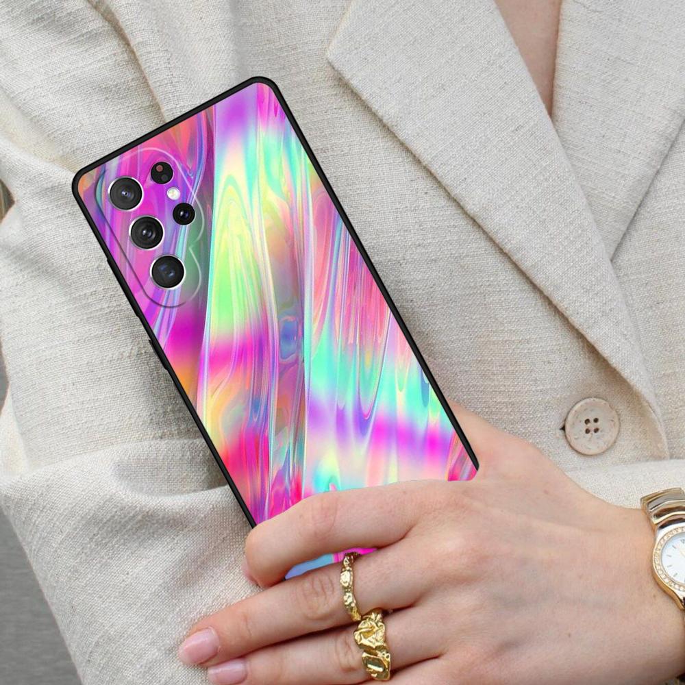 Iridescent Holographic Art Cell Phone Case for Samsung Galaxy S26 Ultra S25 S24 S23 S22 S21 S20 Note10 Cover