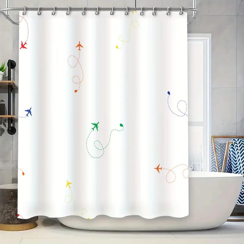 

Colorful Flight Pattern Bath Shower Curtain Modern Waterproof Fabric For Bathroom Decor W60H190(CM)-1 Pcs