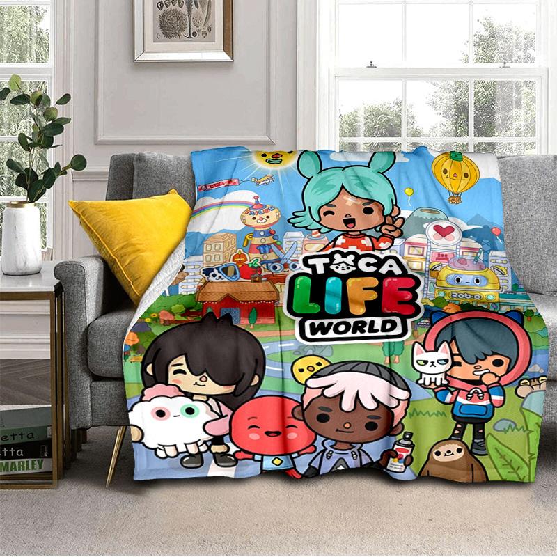 Vibrant World Of Toca Life Blanket Suitable for Sofas, Beds, Offices, And Camping - Perfect Gift for Halloween Christmas