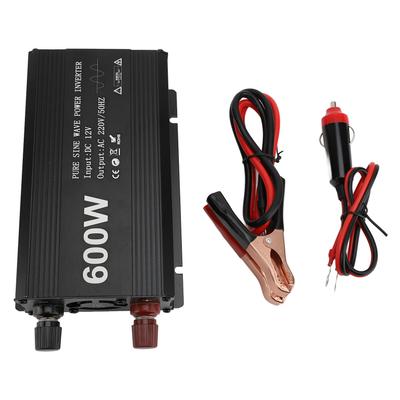 600W Power Inverter Pure Sine Wave Portable DC To AC Converter for Car Use 12V Input Aluminum Alloy