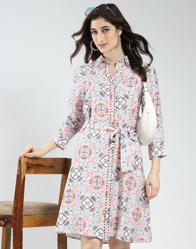 MONTE CARLO Damen-Tunikhemd mit bedrucktem Kragen